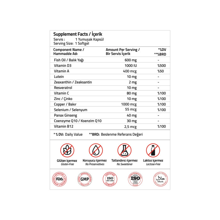 Validus Lutein 10 mg + Zeaxanthin 2 mg + Omega-3 (30 мягких капсул)