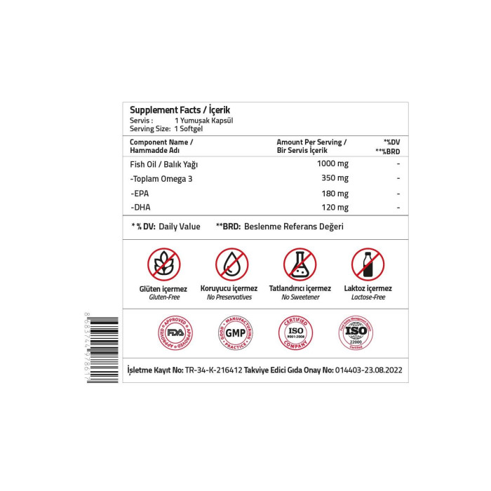 Validus Daily Omega-3 1000 mg 30 Softgel