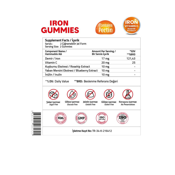 Validus Adults Iron+Vitamin C+Rosehip Extract