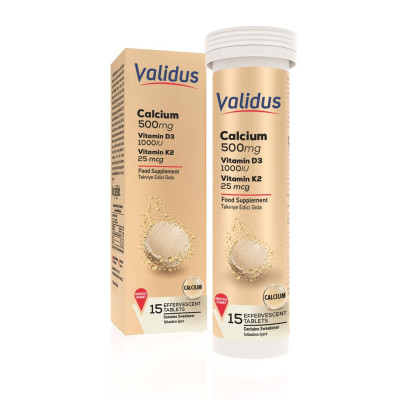 Validus Calcium + Vitamin D3 + Vitamin K2 15 Effervescent Tablets