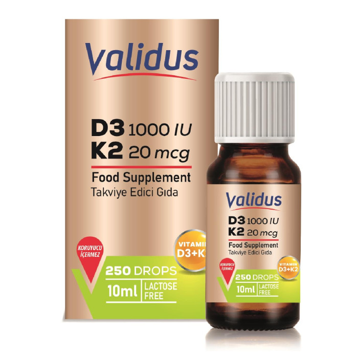 Validus Vitamin D3 + Vitamin K2 Drops (Kappa Patented Active) 