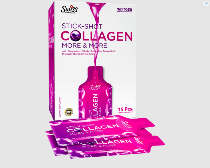 Swiss Bork Collagen Stick Shot, 15 шотов по 20 мл
