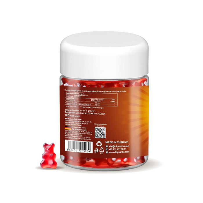 Validus Energy Taurine + Glucoronolactone 120 Gummy (Pectin)