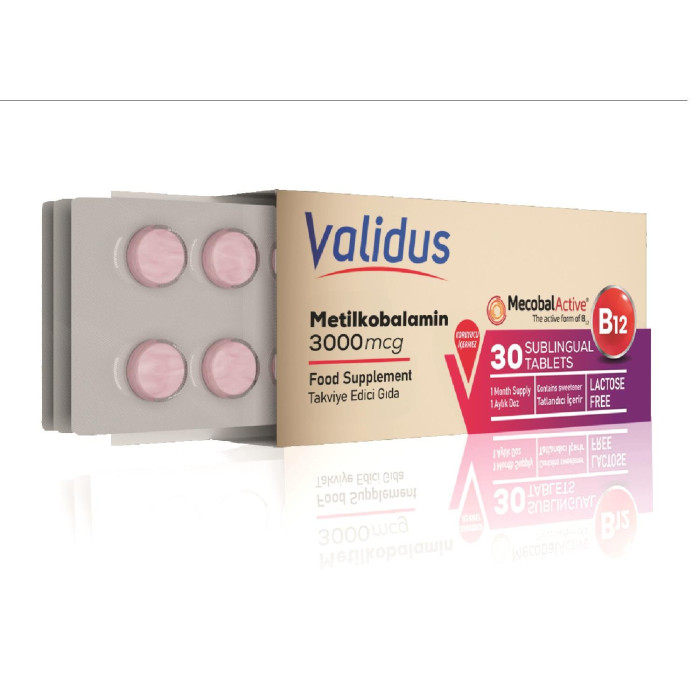 Validus Vitamin B12 3000 mcg Sublingual 30 Blister Tablets 