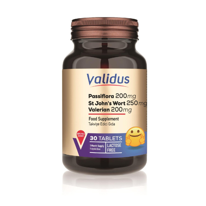 Validus Passiflora + Valerian + Lavander + Camomille + St. John's Wort + Melissa 30 Tablets