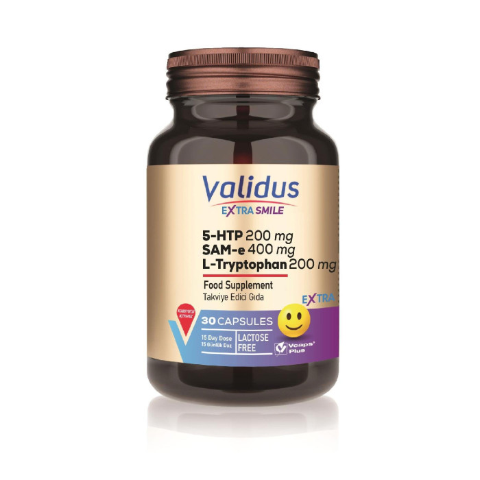 Validus Extra Smile 5-HTP 200 mg + L-Tryptophan 200 mg + SAM-e 400 mg 30 Capsules (Vcaps Plus)