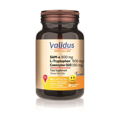 Validus All Day Happy Sam-e 600 mg 60 Capsules (Vcaps Plus) 