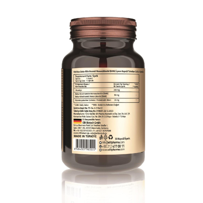 Validus NMN 50 mg + Mumiyo 200 mg + PQQ 20 mg 30 Capsules