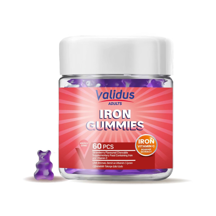 ​Validus Adults Iron+Vitamin C+ Rosehip Extract 60 Gummies