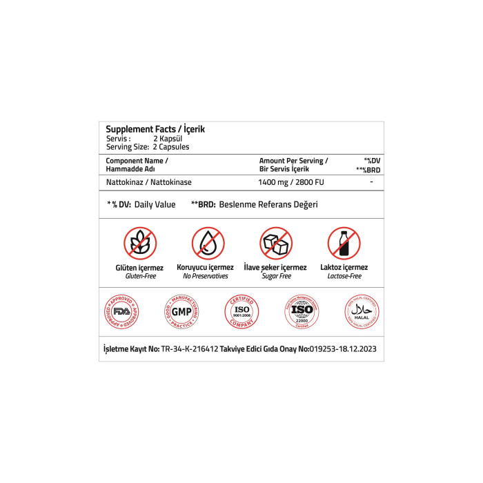 Validus Nattokinase 1400 mg / 2800 FU 60 Capsules