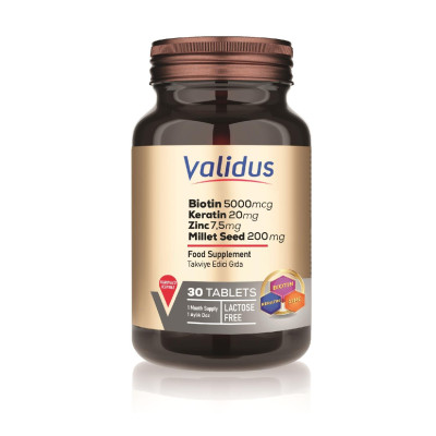 Validus Biotin + Keratin + Zinc (30 таблеток)
