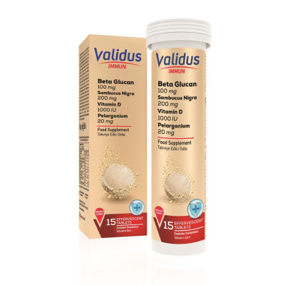 Validus Immun Beta Glucan + Echinacea Sambucus Nigra + Coenzyme Q10 + Pelargonium 15 Effervescent Tablets