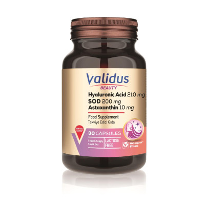 Validus Hyaluronic Acid 210 mg + Astaxanthin 10 mg (30 капсул, Vcaps Plus)
