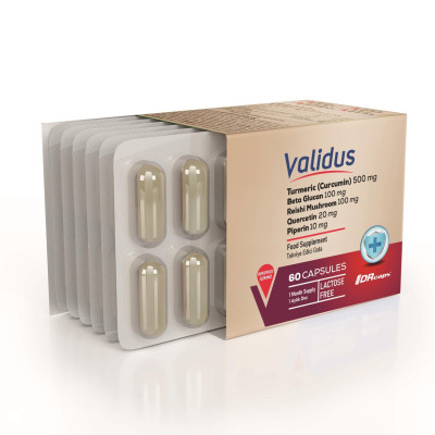 Validus Curcumin 500 mg + Piperin + Inula Henelium + Astragalus + Quercetin + Reishi + Moringa 60 Capsules