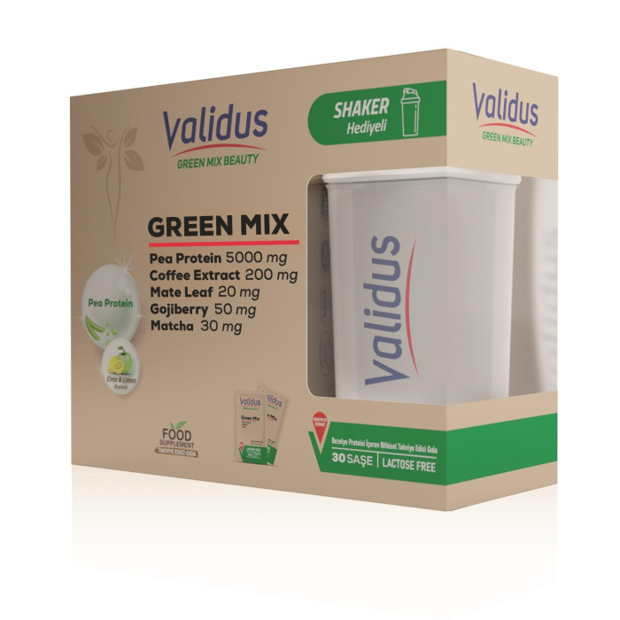 Validus Green Mix Pea Protein + Matcha + Mate + Chia + Green Coffee + Goji Berry (30 саше + шейкер в подарок)