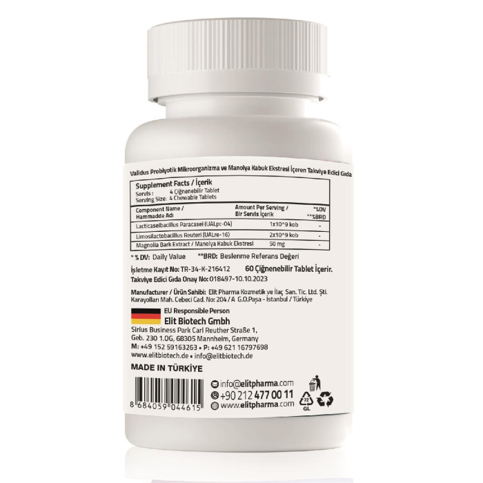 Validus Dental Probiotic + Magnolia Bark Extract (30 жевательных таблеток)